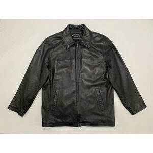 VTG 90s Y2K Fourteen Zero Mid-Length Lined Insulated Soft Black Leather Jacket M